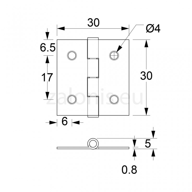 STEEL FLAT HINGE 30x30 ITALY